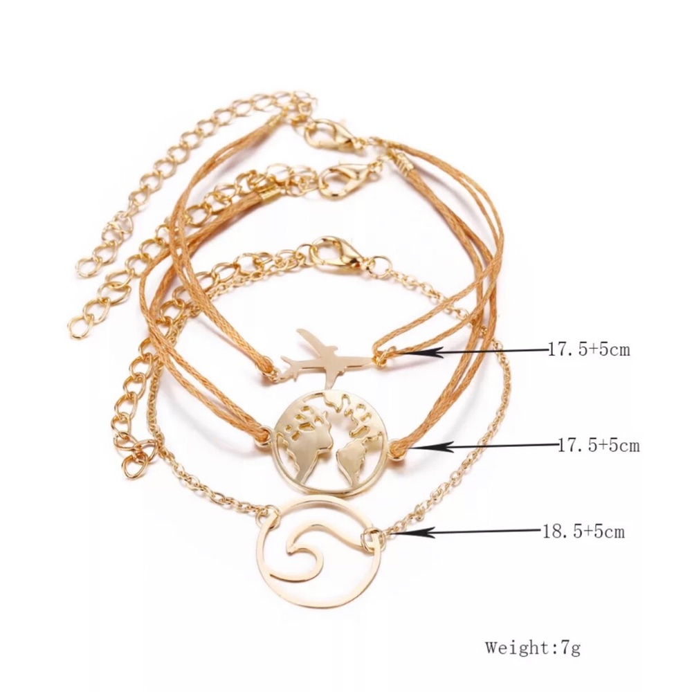 NEW wave earth airplane gold fashion bracelet - Picture 3 of 4